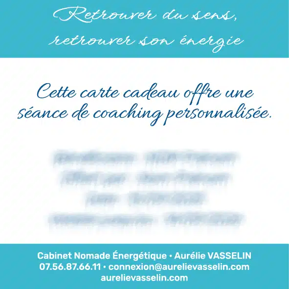 Exemple carte cadeau plaisir d'offrir séance de coaching personnalisé verso