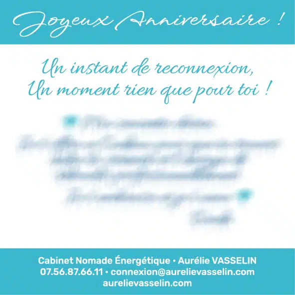 Exemple carte cadeau joyeux anniversaire  séance soins énergétiques & coaching verso